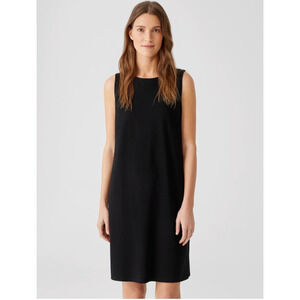 Eileen Fisher Organic Cotton Jersey Tank Dress XS Sleeveless Navy Casual USA